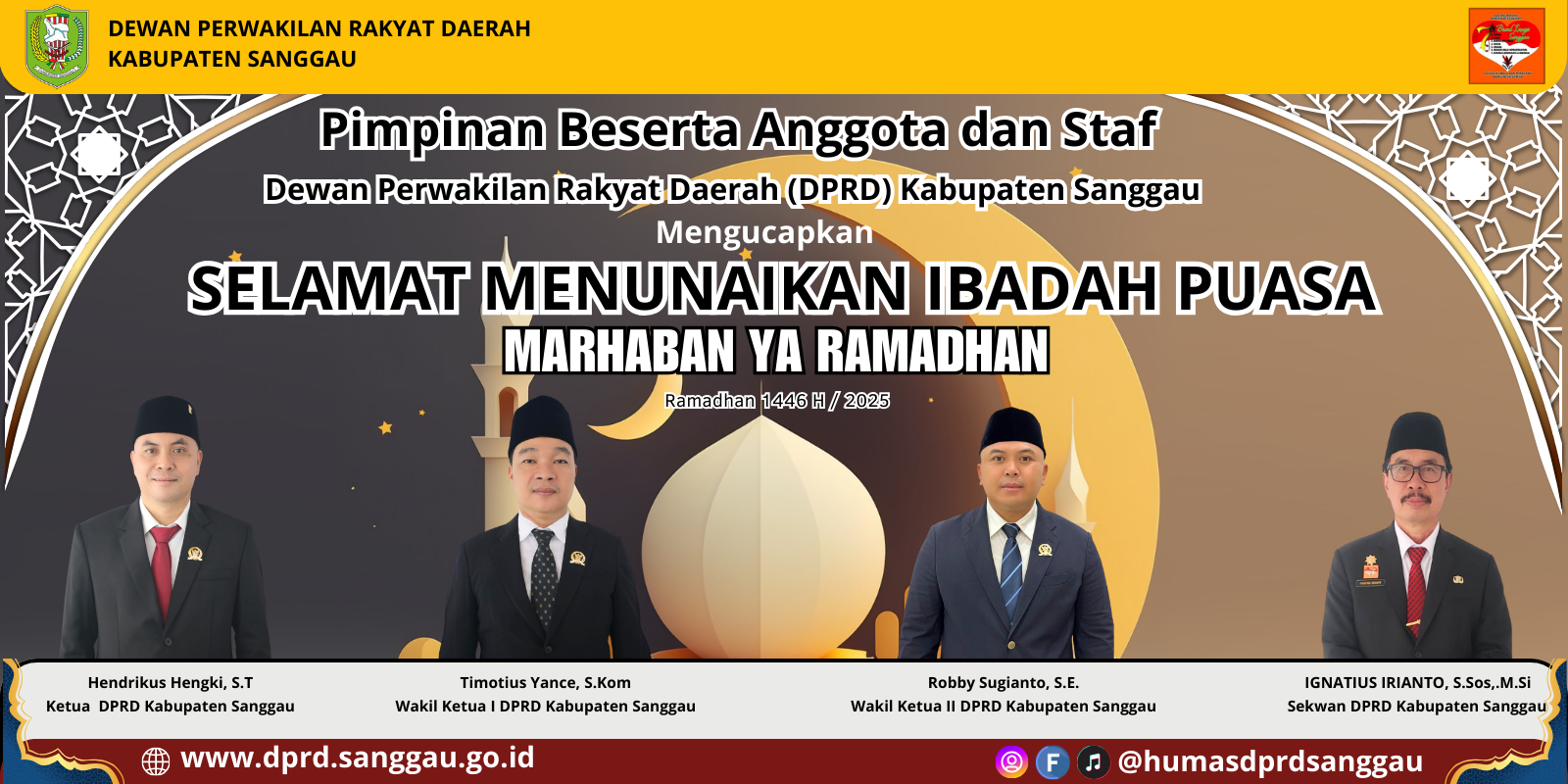 Ucapan Selamat Menunaikan Ibadah Puasa untuk Umat Muslim di Kabupaten Sanggau