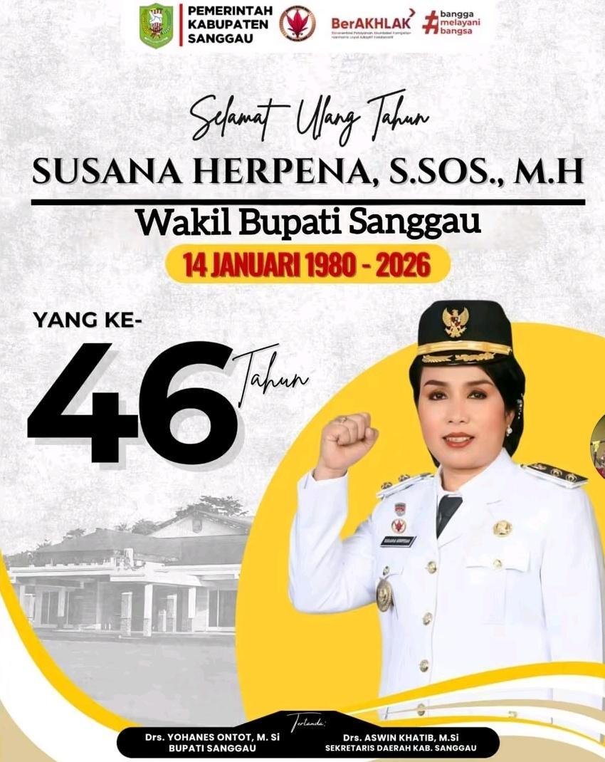 Selamat Ulang Tahun ke-46, Wakil Bupati Sanggau Susana Herpena Didoakan Tetap Sehat, Bijaksana, dan Setia Mengabdi