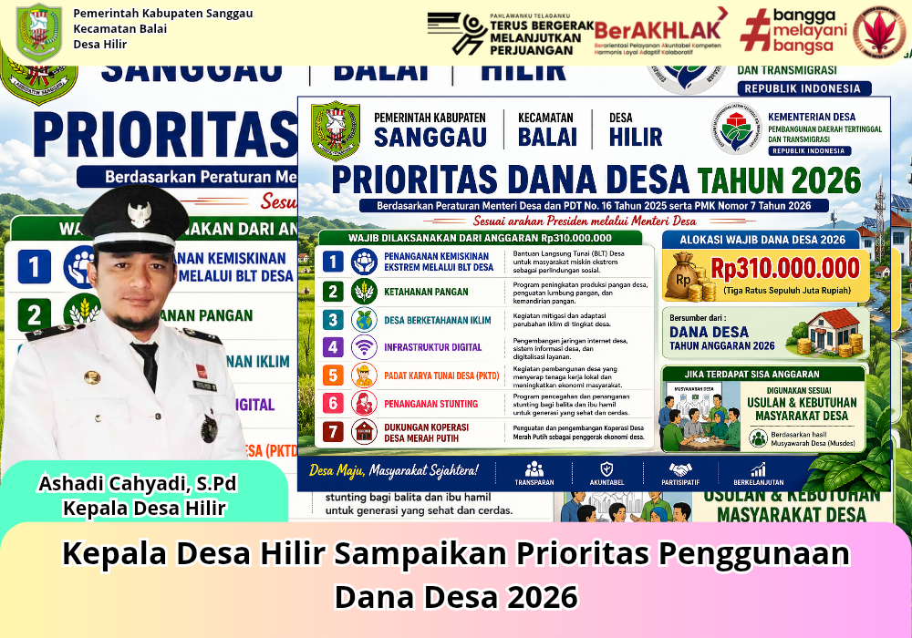 Kepala Desa Hilir Sampaikan Prioritas Penggunaan Dana Desa 2026