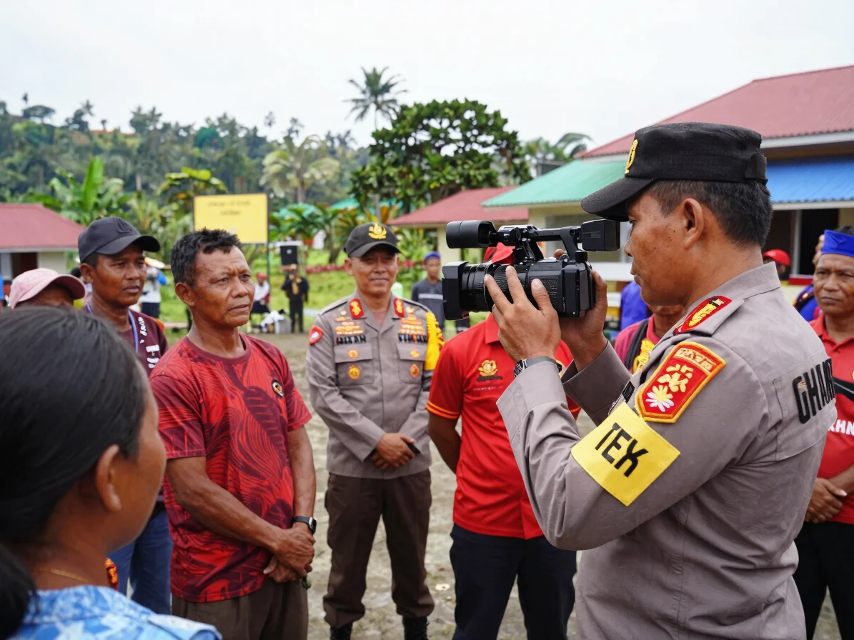 Authentic photojournalism of TNI/Polri officers interacting with