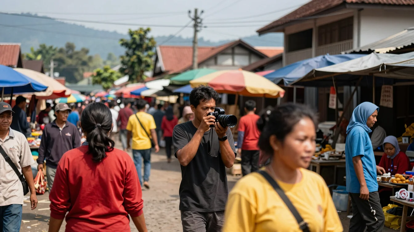 Authentic photojournalism of a bustling village market in Sanggau